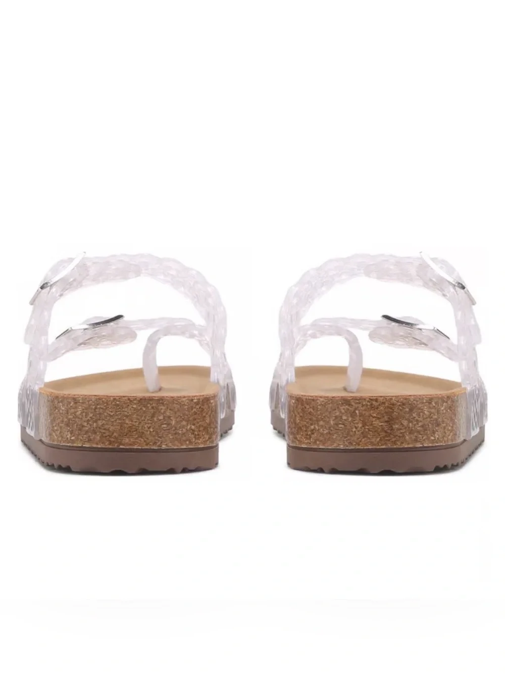 *new* Steve Madden Clear Braided Strap Cork-Style Footbed Sandals